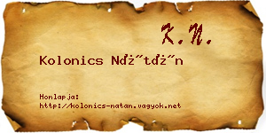 Kolonics Nátán névjegykártya